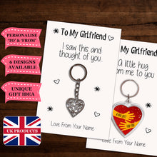 Load image into Gallery viewer, Personalised Girlfriend Keyrings &amp; Card|Girlfriend Birthday Gift|Valentines Keychains|6 Designs To Choose From
