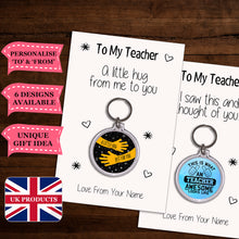 Load image into Gallery viewer, Personalised Teacher Keyrings &amp; Card|Teacher Birthday Gift|Teacher End of Term/School Keychains
