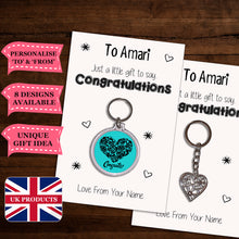 Load image into Gallery viewer, Personalised Congratulations Keyrings &amp; Card|Congrats Gift|Fitness Keychains
