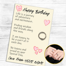 Load image into Gallery viewer, Personalised Happy Christmas Hug Ring, Send a Hug from Me to You, Adjustable Ring, Finger Hug Gift
