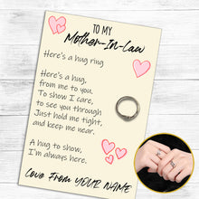 Load image into Gallery viewer, Personalised Mother-In-Law Hug Ring, Send a Hug from Me to You, Adjustable Ring, Finger Hug Gift
