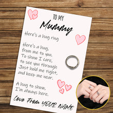 Load image into Gallery viewer, Personalised Mummy Hug Ring, Send a Hug from Me to You, Adjustable Ring, Finger Hug Gift
