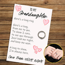 Load image into Gallery viewer, Personalised Granddaughter Hug Ring, Send a Hug from Me to You, Adjustable Ring, Finger Hug Gift
