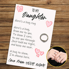 Load image into Gallery viewer, Personalised Daughter Hug Ring, Send a Hug from Me to You, Adjustable Ring, Finger Hug Gift
