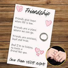 Load image into Gallery viewer, Personalised Friendship Hug Ring, Send a Hug from Me to You, Adjustable Ring, Finger Hug Gift
