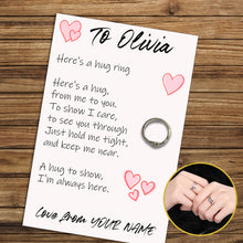 Load image into Gallery viewer, Personalised Hug Ring, Send a Hug from Me to You, Adjustable Ring, Finger Hug Gift
