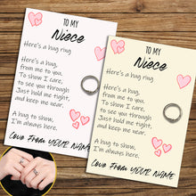 Load image into Gallery viewer, Personalised Niece Hug Ring, Send a Hug from Me to You, Adjustable Ring, Finger Hug Gift
