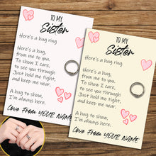 Load image into Gallery viewer, Personalised Sister Hug Ring, Send a Hug from Me to You, Adjustable Ring, Finger Hug Gift
