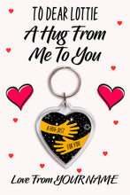 Load image into Gallery viewer, Personalised Pocket Hug Keyring/Bag Tag, Send a Hug Keychain Gift &amp; Message Card
