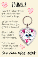 Load image into Gallery viewer, Pocket Bunny Rabbit Keyring, Pocket Hug, Bag Tag, Kids Birthday/Christmas Gift
