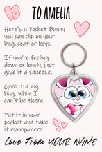 Load image into Gallery viewer, Pocket Bunny Rabbit Keyring, Pocket Hug, Bag Tag, Kids Birthday/Christmas Gift

