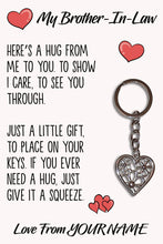 Load image into Gallery viewer, Personalised Brother-In-Law Tibetan Love Heart Metal Keyring/Bag Tag, Send Love from Me to You Gift
