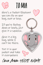 Load image into Gallery viewer, Pocket Elephant Keyring, Pocket Hug, Bag Tag, Kids Birthday/Christmas Gift
