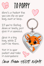 Load image into Gallery viewer, Pocket Fox Keyring, Pocket Hug, Bag Tag, Kids Birthday/Christmas Gift
