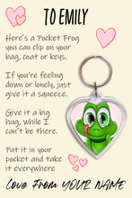 Load image into Gallery viewer, Pocket Frog Keyring, Pocket Hug, Bag Tag, Kids Birthday/Christmas Gift
