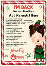 Load image into Gallery viewer, Female Elf Hello I&#39;m Back &amp; Goodbye Personalised Printed Letters, Female Elf Letter, Elf Kit, Santa&#39;s Elf, Kids Christmas Gifts
