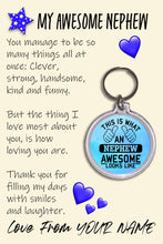 Load image into Gallery viewer, Personalised Awesome Nephew Pocket Hug Keyring/Bag Tag, Send Hug from Me to You Gift
