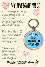 Load image into Gallery viewer, Personalised Awesome Niece Pocket Hug Keyring/Bag Tag, Send Hug from Me to You Gift
