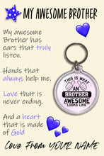 Load image into Gallery viewer, Personalised Awesome Brother Pocket Hug Keyring/Bag Tag, Send Hug from Me to You Gift
