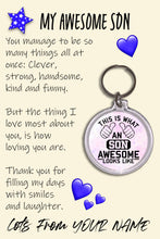 Load image into Gallery viewer, Personalised Awesome Son Pocket Hug Keyring/Bag Tag, Send Hug from Me to You Gift
