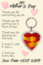 Load image into Gallery viewer, Personalised Mother’s Day Pocket Hug Keyring/Bag Tag, Send a Hug from Me to You Gift
