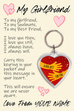 Load image into Gallery viewer, Personalised Girlfriend Pocket Hug Keyring/Bag Tag, Send a Hug from Me to You Gift

