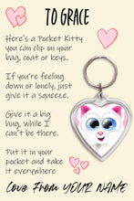 Load image into Gallery viewer, Pocket Kitten Keyring, Pocket Hug, Bag Tag, Kids Birthday/Christmas Gift
