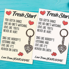 Load image into Gallery viewer, Personalised Fresh Start Tibetan Love Heart Metal Keyring/Bag Tag, Send Love from Me to You Gift
