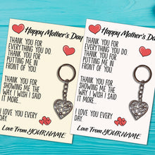 Load image into Gallery viewer, Personalised Mother’s Day Tibetan Love Heart Metal Keyring/Bag Tag, Send Love from Me to You Gift
