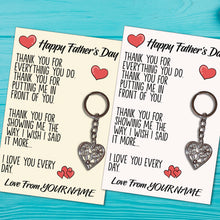 Load image into Gallery viewer, Personalised Father’s Day Tibetan Love Heart Metal Keyring/Bag Tag, Send Love from Me to You Gift
