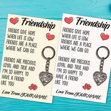 Load image into Gallery viewer, Personalised Friendship Tibetan Love Heart Metal Keyring/Bag Tag, Send Love from Me to You Gift
