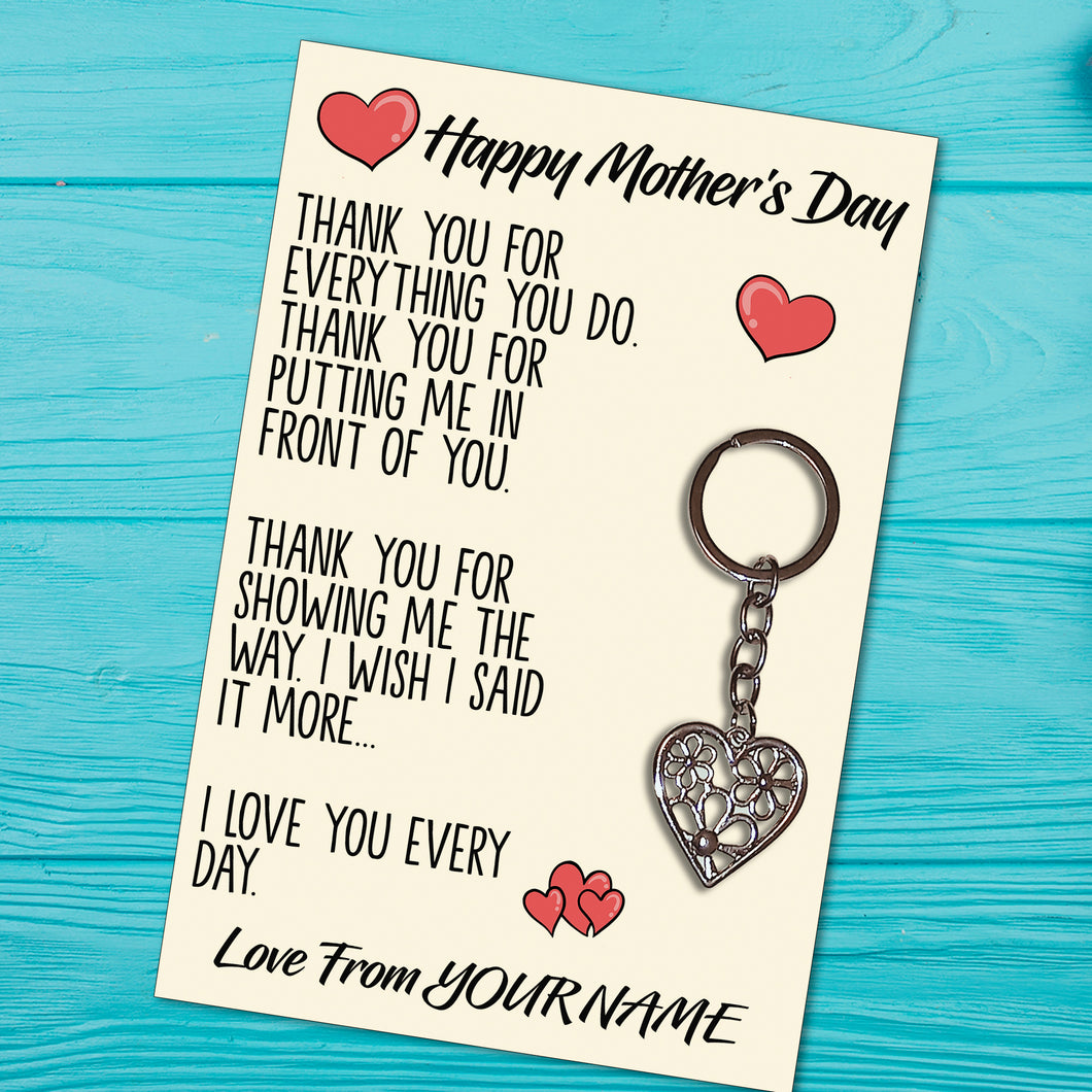 Personalised Mother’s Day Tibetan Love Heart Metal Keyring/Bag Tag, Send Love from Me to You Gift
