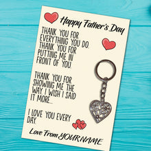 Load image into Gallery viewer, Personalised Father’s Day Tibetan Love Heart Metal Keyring/Bag Tag, Send Love from Me to You Gift
