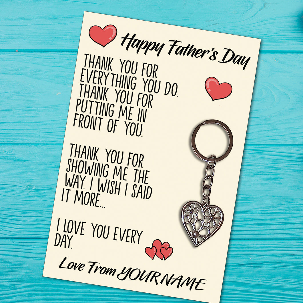 Personalised Father’s Day Tibetan Love Heart Metal Keyring/Bag Tag, Send Love from Me to You Gift