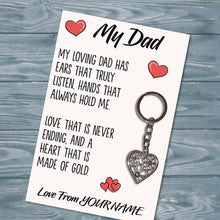 Load image into Gallery viewer, Personalised Dad Love Tibetan Heart Metal Keyring/Bag Tag, Send Love from Me to You Gift
