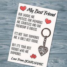 Load image into Gallery viewer, Personalised Best Friend Tibetan Love Heart Metal Keyring/Bag Tag, Send Love from Me to You Gift
