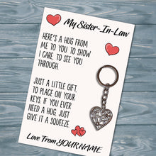 Load image into Gallery viewer, Personalised Sister-In-Law Tibetan Love Heart Metal Keyring/Bag Tag, Send Love from Me to You Gift
