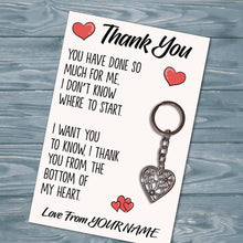 Load image into Gallery viewer, Personalised Thank You Tibetan Love Heart Metal Keyring/Bag Tag, Send Love from Me to You Gift
