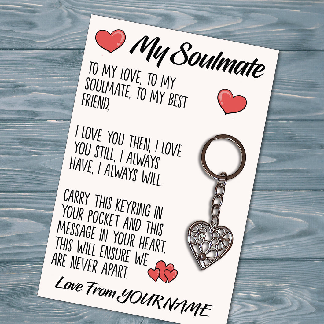 Personalised Soulmate Tibetan Love Heart Metal Keyring/Bag Tag, Send Love from Me to You Gift