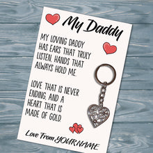 Load image into Gallery viewer, Personalised Daddy Tibetan Love Heart Metal Keyring/Bag Tag, Send Love from Me to You Gift
