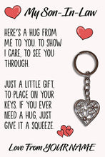 Load image into Gallery viewer, Personalised Son-In-Law Tibetan Love Heart Metal Keyring/Bag Tag, Send Love from Me to You Gift
