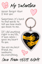 Load image into Gallery viewer, Personalised My Valentine Pocket Hug Keyring/Bag Tag, Send a Hug from Me to You Gift
