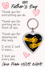 Load image into Gallery viewer, Personalised Father’s Day Pocket Hug Keyring/Bag Tag, Send a Hug from Me to You Gift
