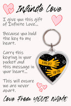 Load image into Gallery viewer, Personalised Infinite Love Pocket Hug Keyring/Bag Tag, Send a Hug from Me to You Gift
