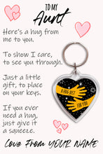 Load image into Gallery viewer, Personalised Aunt Pocket Hug Keyring/Bag Tag, Send a Hug from Me to You Gift
