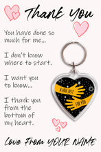 Load image into Gallery viewer, Personalised Thank You Pocket Hug Keyring/Bag Tag, Send a Hug from Me to You Gift
