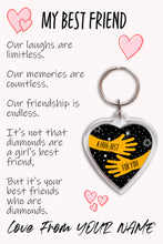 Load image into Gallery viewer, Personalised Best Friend Pocket Hug Keyring/Bag Tag, Send a Hug from Me to You Gift
