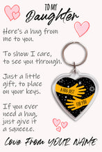 Load image into Gallery viewer, Personalised Daughter Pocket Hug Keyring/Bag Tag, Send a Hug from Me to You Gift
