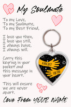 Load image into Gallery viewer, Personalised Soulmate Pocket Hug Keyring/Bag Tag, Send a Hug from Me to You Gift
