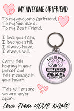 Load image into Gallery viewer, Personalised Awesome Girlfriend Pocket Hug Keyring/Bag Tag, Send Hug from Me to You Gift
